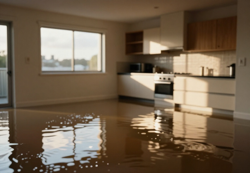 Flooded warehouse in Brookvale before drying